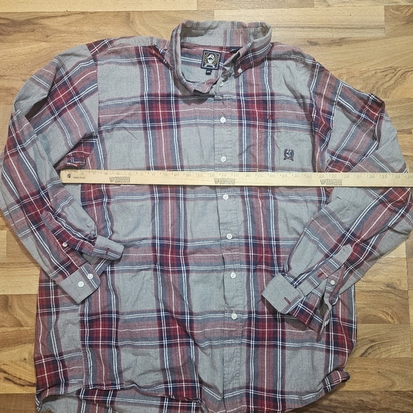 Cinch Shirt Mens XXL Button Down Gray Red Plaid Western Rancher Rodeo Cowboy - Picture 6 of 10